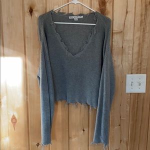 Cropped V-neck sweater